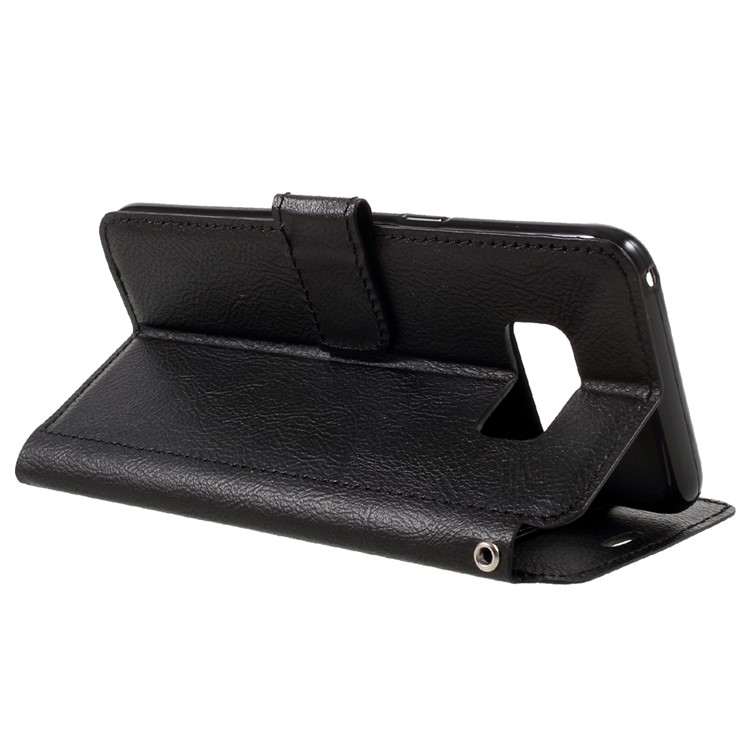 For Samsung Galaxy S8 Retro Style Textured Leather Wallet Case with Stand - Black-5