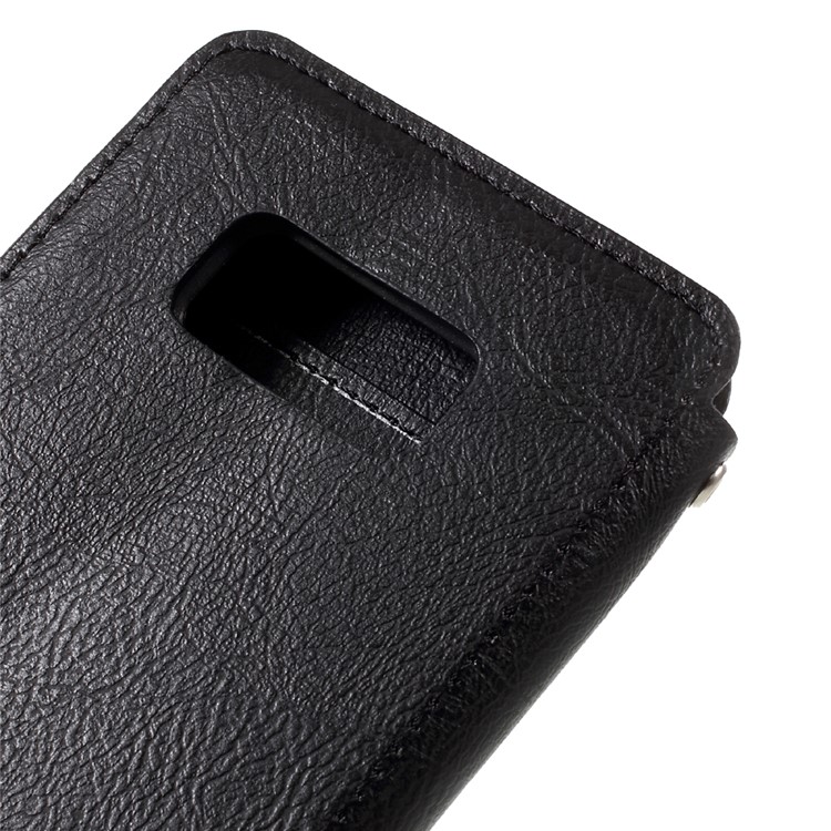 For Samsung Galaxy S8 Retro Style Textured Leather Wallet Case with Stand - Black-8