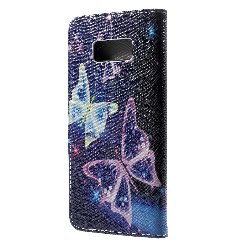 Accesorio de Caja de Cuero de Billetera Estampada Para Samsung Galaxy S8 Plus - Mariposas Brillantes