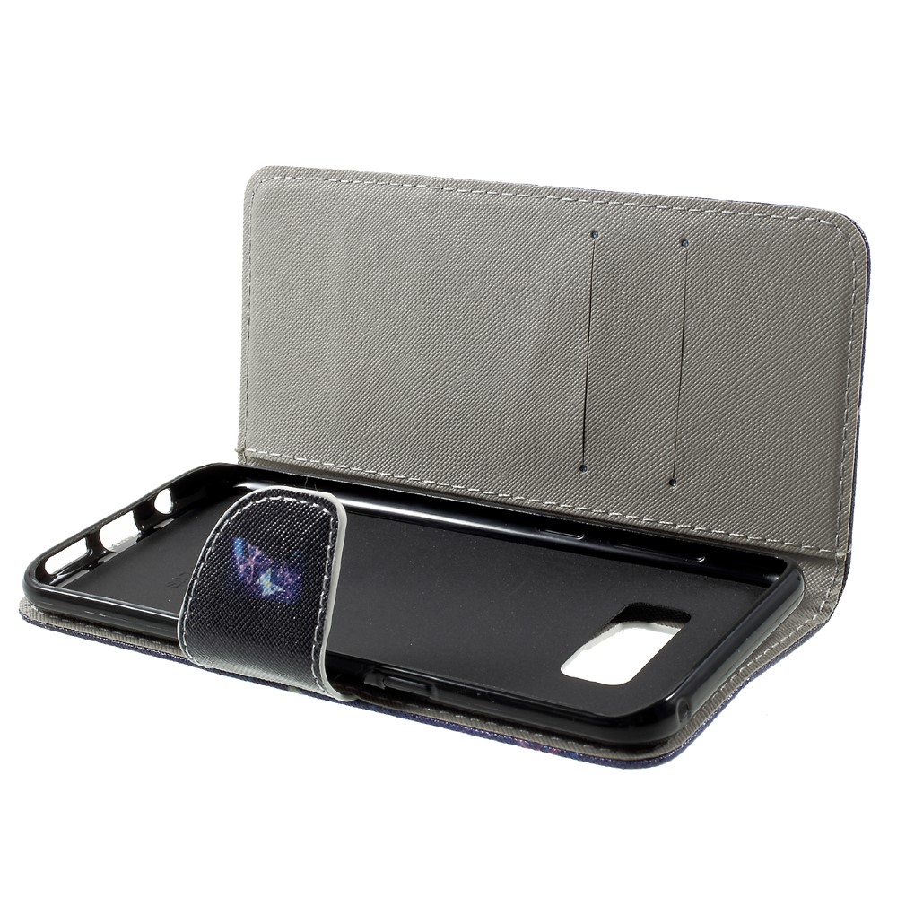 Accesorio de Caja de Cuero de Billetera Estampada Para Samsung Galaxy S8 Plus - Mariposas Brillantes