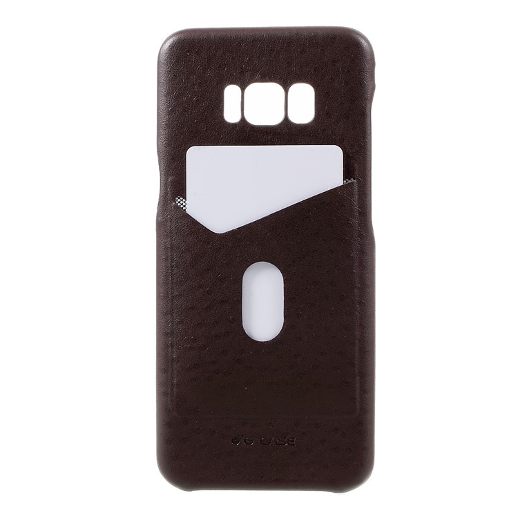 G-CASE Ostrich Grain Leather Coated Plastic Hard Cover with Card Slot for Samsung Galaxy S8 Plus - Coffee-1