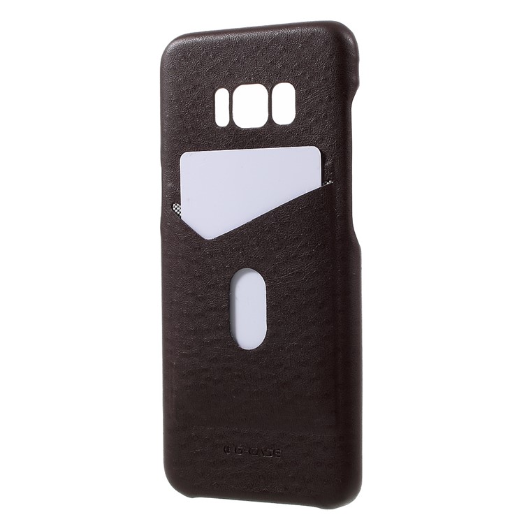 G-CASE Ostrich Grain Leather Coated Plastic Hard Cover with Card Slot for Samsung Galaxy S8 Plus - Coffee-2