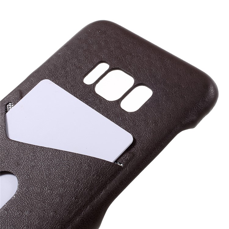 G-CASE Ostrich Grain Leather Coated Plastic Hard Cover with Card Slot for Samsung Galaxy S8 Plus - Coffee-4
