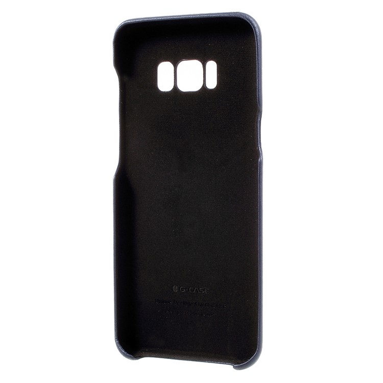 G-CASE Ostrich Texture Card Holder Leather Coated PC Case Shell for Samsung Galaxy S8 Plus - Dark Blue-3