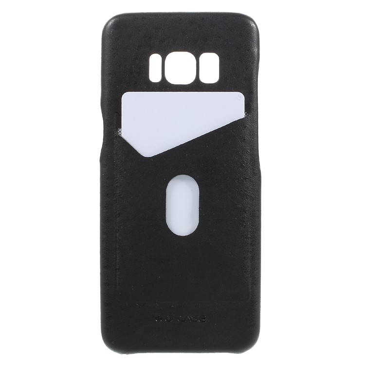G-CASE Ostrich Texture Leather Coated Card Slot PC Mobile Case for Samsung Galaxy S8 - Black-1
