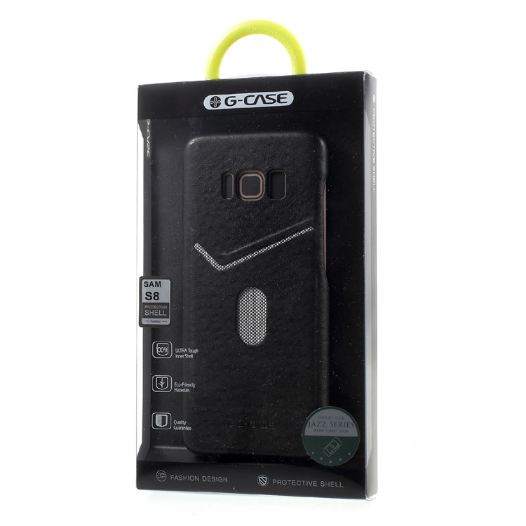 G-CASE Ostrich Texture Leather Coated Card Slot PC Mobile Case for Samsung Galaxy S8 - Black-8