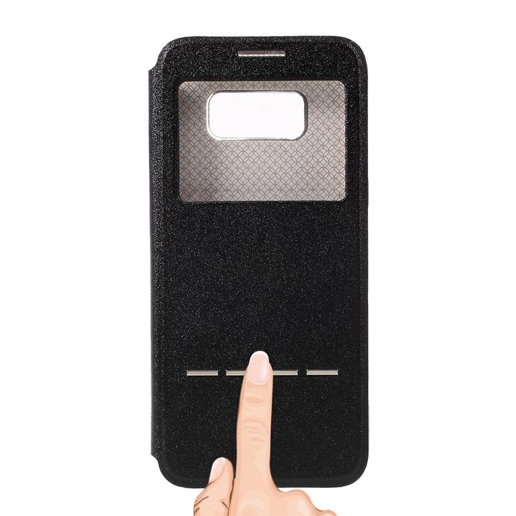 View Window Touch Slide Leather Flip Case for Samsung Galaxy S8 - Black-1