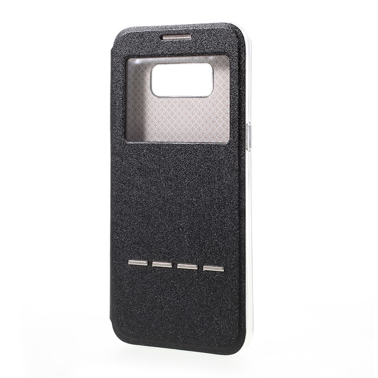 View Window Touch Slide Leather Flip Case for Samsung Galaxy S8 - Black-2