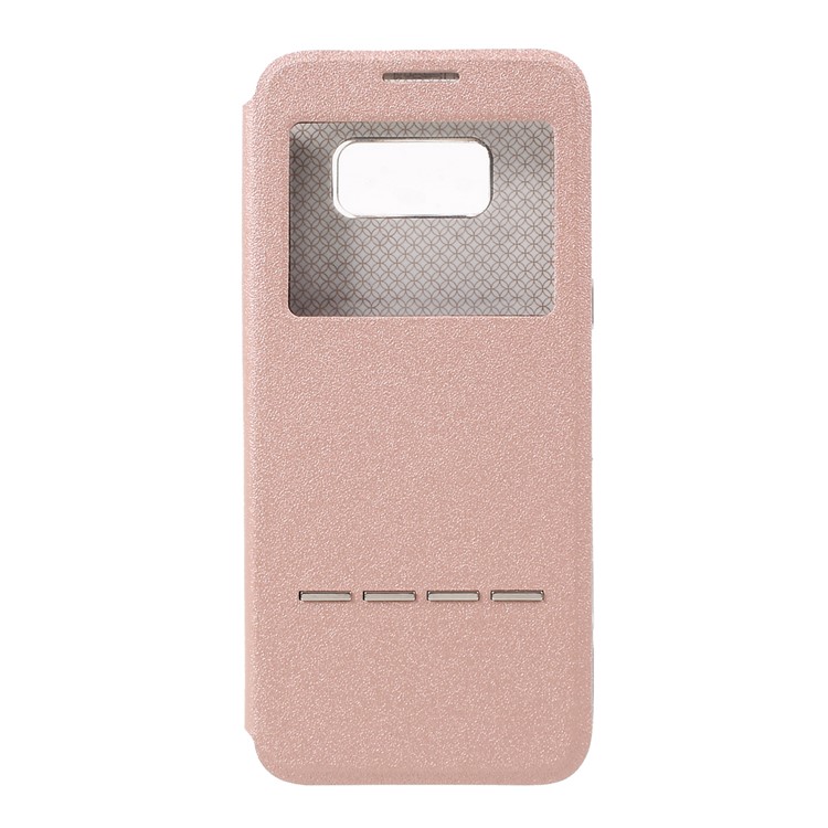 Slide to Answer View Window Folio Leather Mobile Phone Casing for Samsung Galaxy S8 - Pink-1