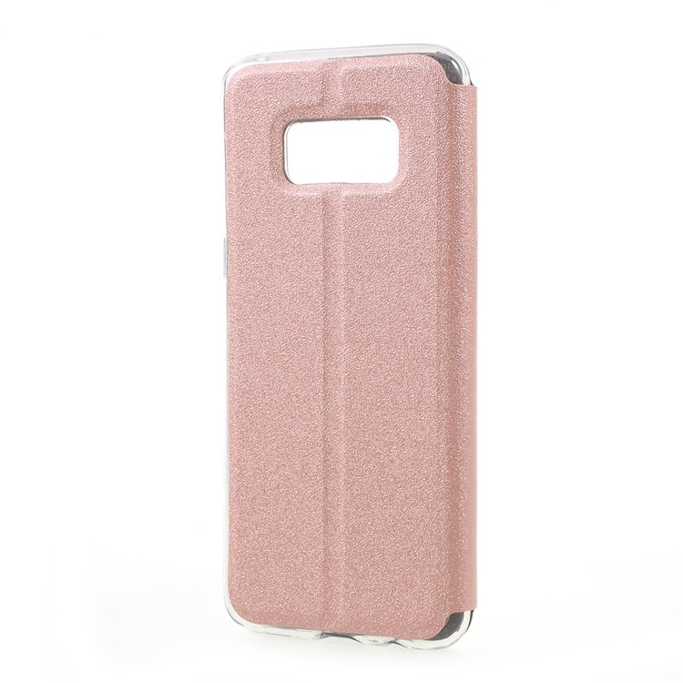 Slide to Answer View Window Folio Leather Mobile Phone Casing for Samsung Galaxy S8 - Pink-3