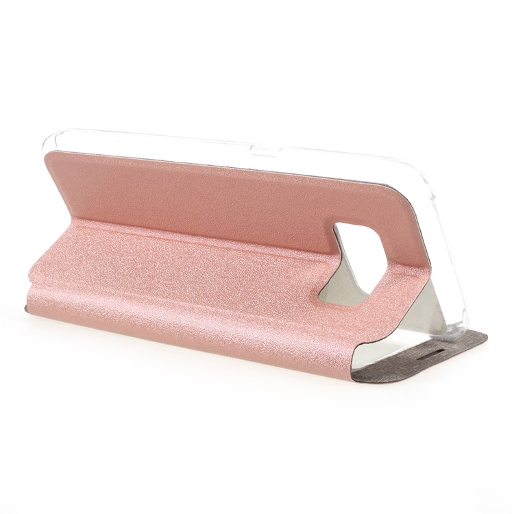 Slide to Answer View Window Folio Leather Mobile Phone Casing for Samsung Galaxy S8 - Pink-5