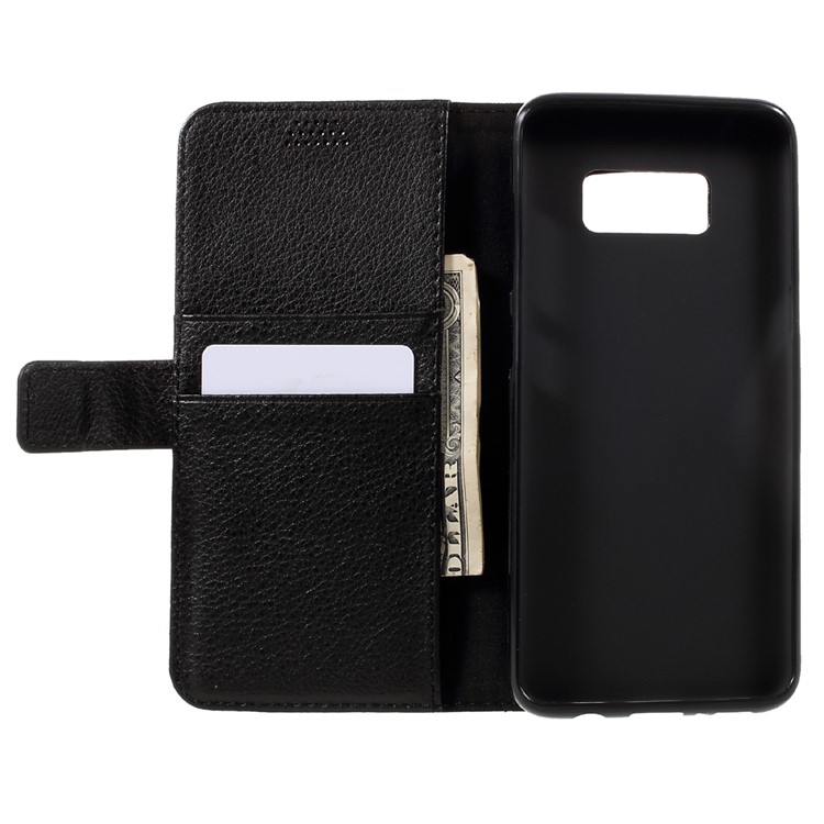 Litchi Texture Leather Wallet Phone Case for Samsung Galaxy S8 - Black-6