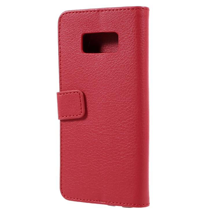 Litchi Texture Leather Wallet Case Cover for Samsung Galaxy S8 - Red-3