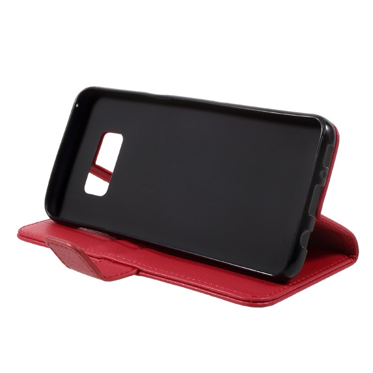 Litchi Texture Leather Wallet Case Cover for Samsung Galaxy S8 - Red-4