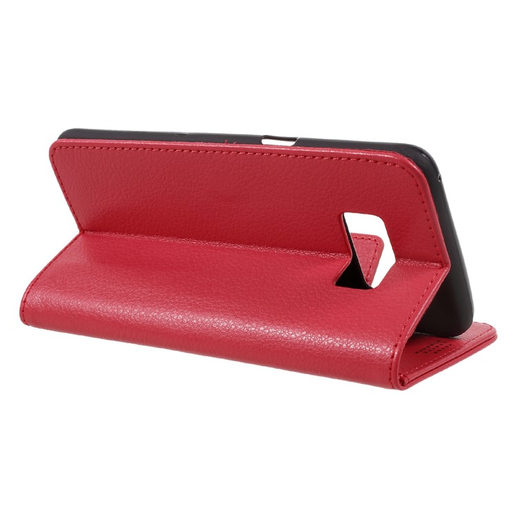 Litchi Texture Leather Wallet Case Cover for Samsung Galaxy S8 - Red-5