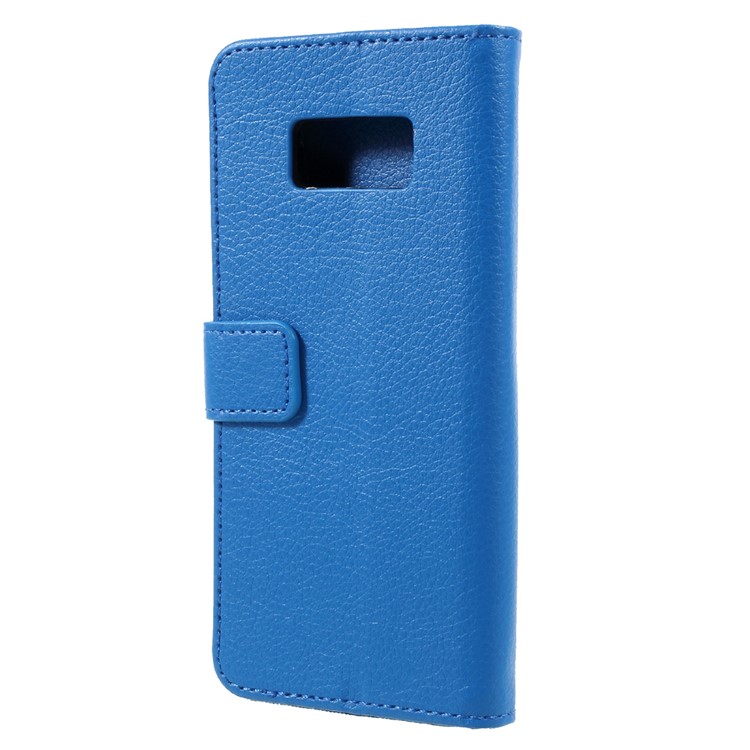Litchi Texture Leather Wallet Protection Cover for Samsung Galaxy S8 - Blue-3