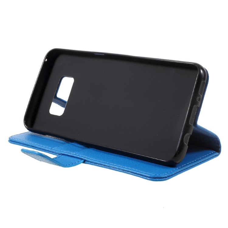 Litchi Texture Leather Wallet Protection Cover for Samsung Galaxy S8 - Blue-4