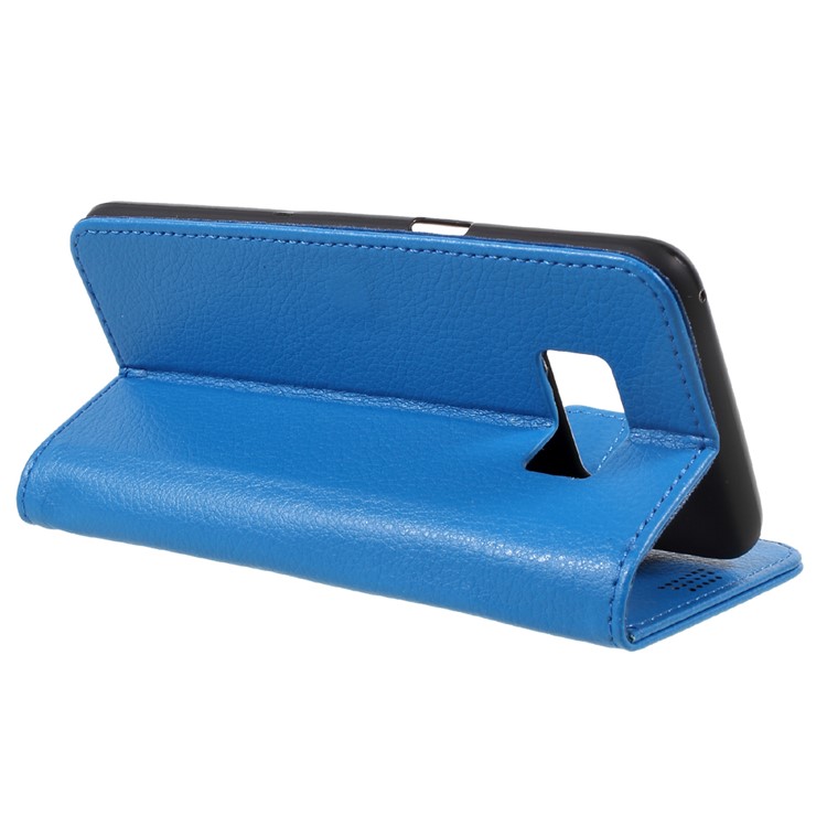 Litchi Texture Leather Wallet Protection Cover for Samsung Galaxy S8 - Blue-5