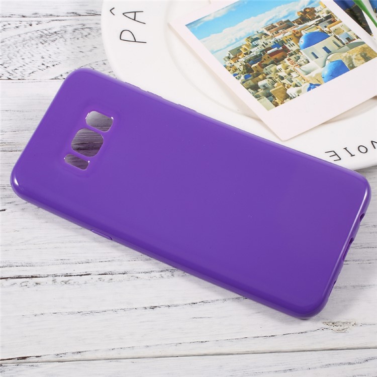 Solid Color Glossy TPU Phone Case Accessory for Samsung Galaxy S8 Plus - Deep Purple-3