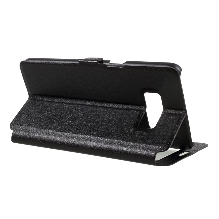 For Samsung Galaxy S8 Silk Texture Dual Window Leather Phone Cover - Black-5