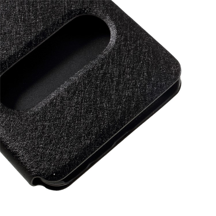 For Samsung Galaxy S8 Silk Texture Dual Window Leather Phone Cover - Black-7