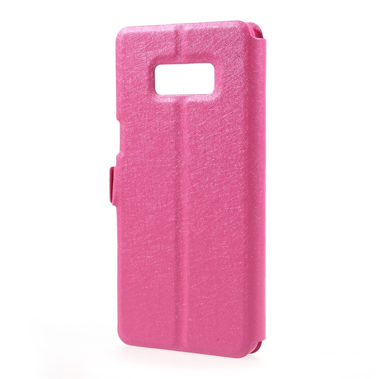 For Samsung Galaxy S8 Silk Texture Dual Window Leather Cell Phone Case - Rose-3