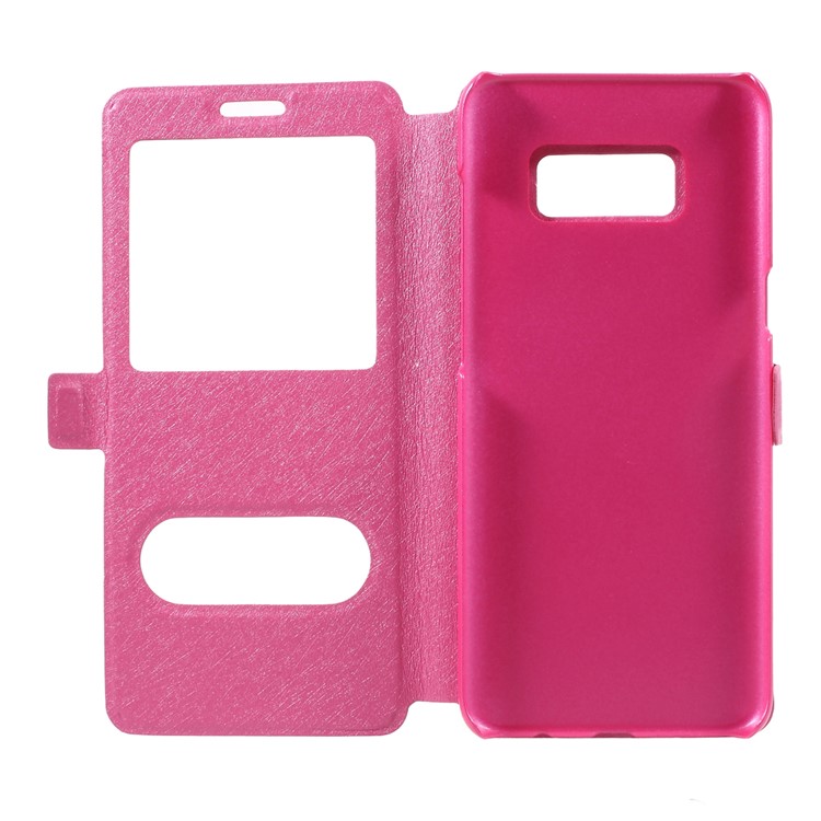 For Samsung Galaxy S8 Silk Texture Dual Window Leather Cell Phone Case - Rose-6