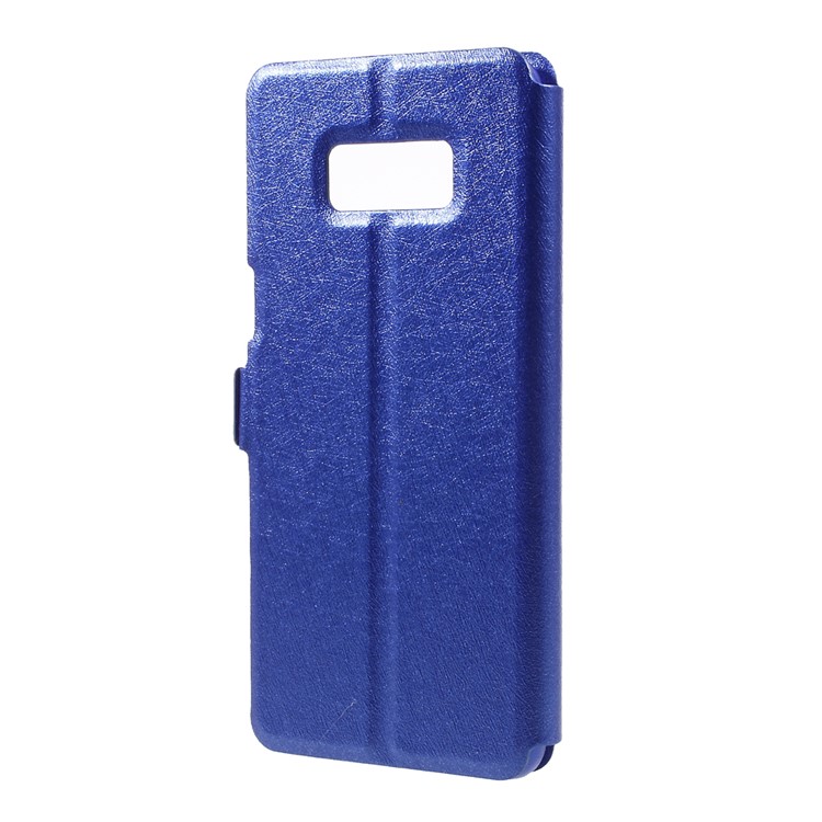 For Samsung Galaxy S8 Dual Window Silk Texture Leather Mobile Shell - Blue-3