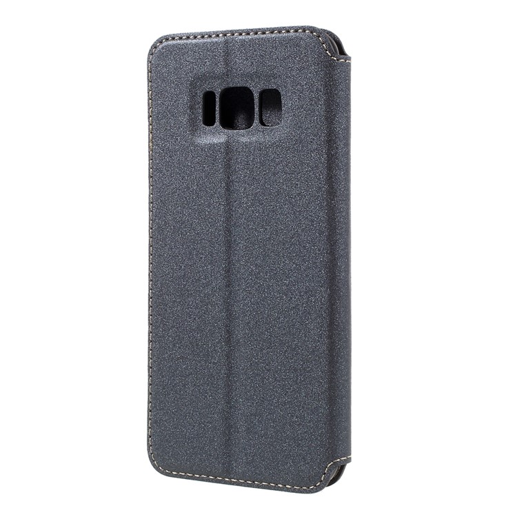 Sand-like Texture Leather Invisible Magnetic Case for Samsung Galaxy S8 - Grey-3