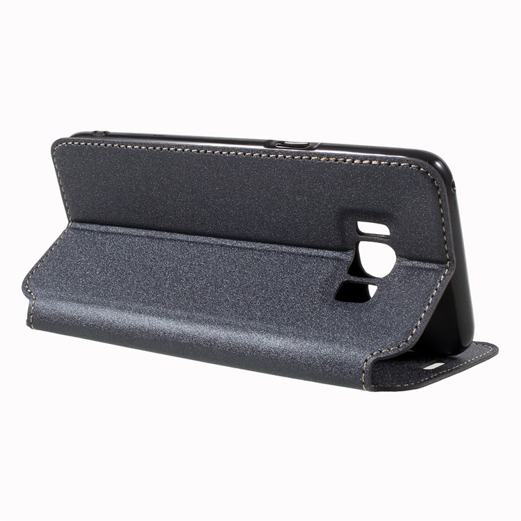 Sand-like Texture Leather Invisible Magnetic Case for Samsung Galaxy S8 - Grey-5