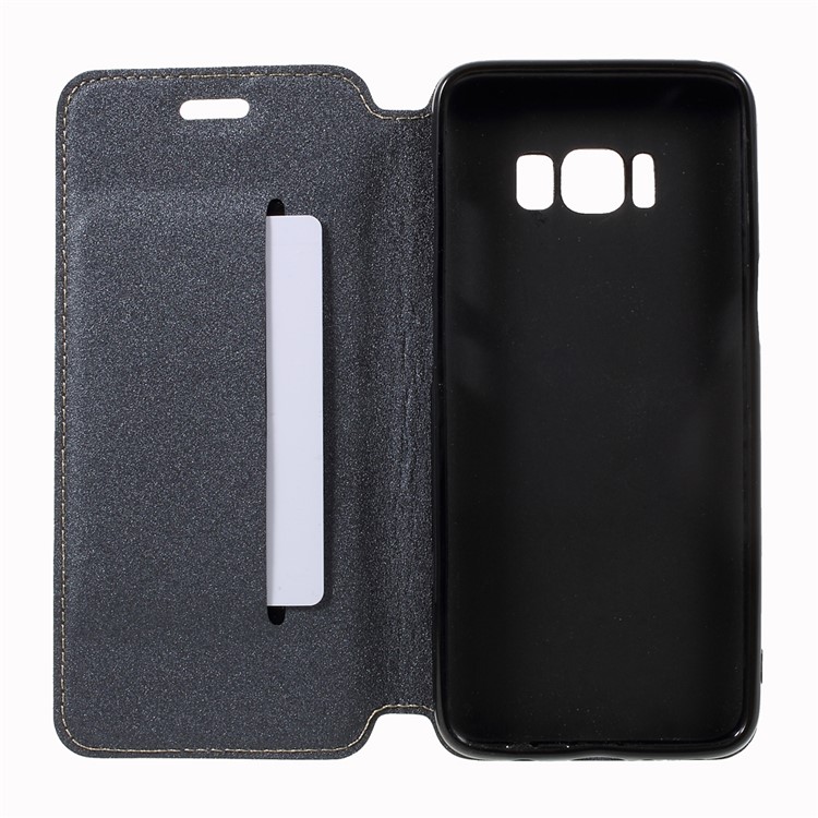 Sand-like Texture Leather Invisible Magnetic Case for Samsung Galaxy S8 - Grey-6