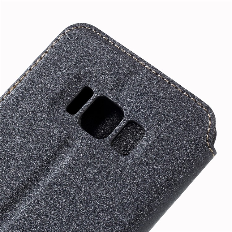 Sand-like Texture Leather Invisible Magnetic Case for Samsung Galaxy S8 - Grey-8