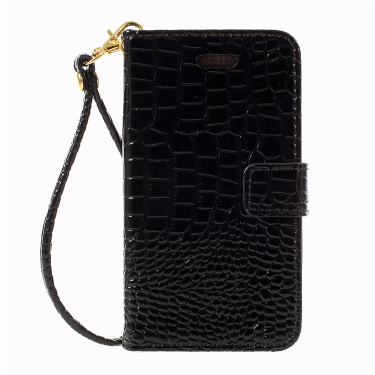 Crocodile Texture Leather Case with Wrist Strap for Samsung Galaxy A3 (2017) - Black-3