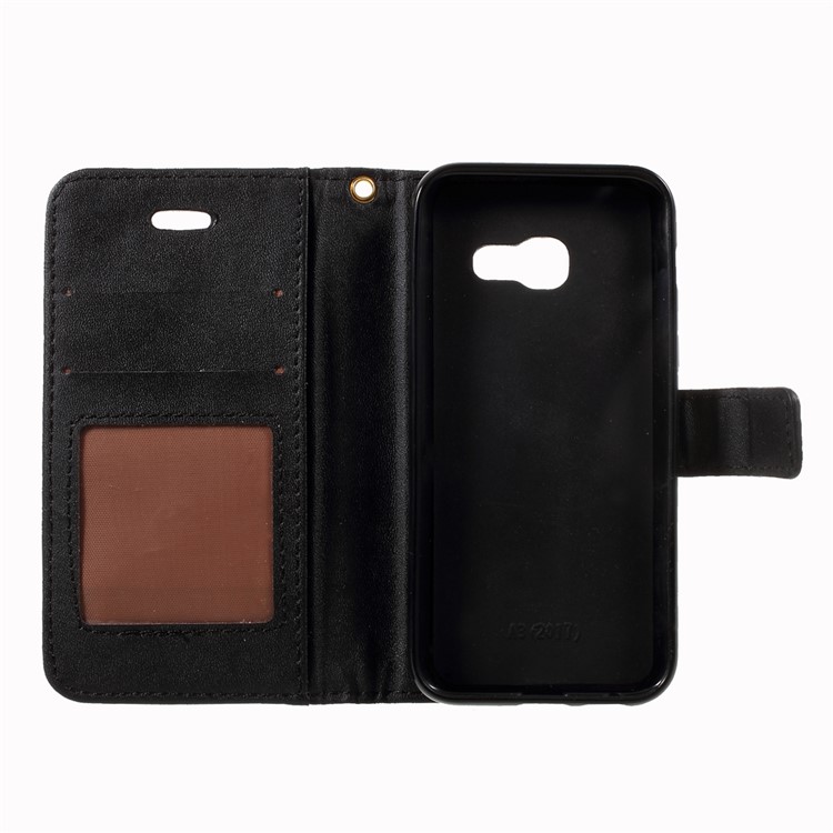 Crocodile Texture Leather Case with Wrist Strap for Samsung Galaxy A3 (2017) - Black-7