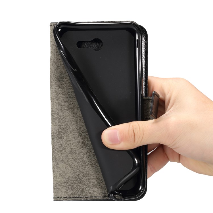 Crazy Horse Leather Wallet Case for Samsung Galaxy J3 Emerge/J3 Prime/J3 (2017) - Black-6