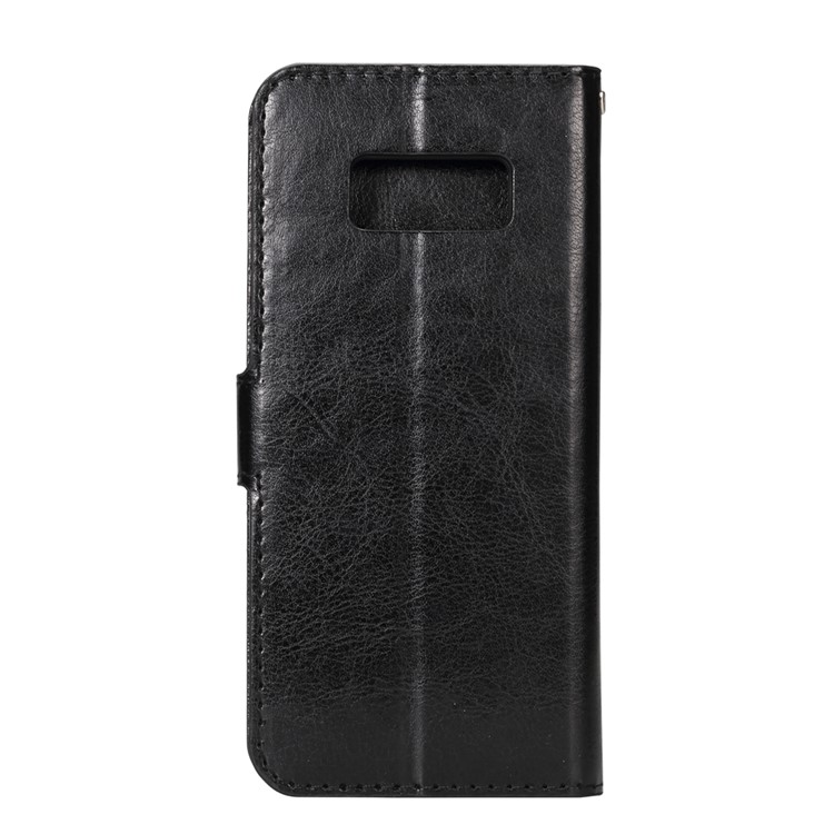 For Samsung Galaxy S8 Crazy Horse Leather Wallet Cover Casing - Black-3