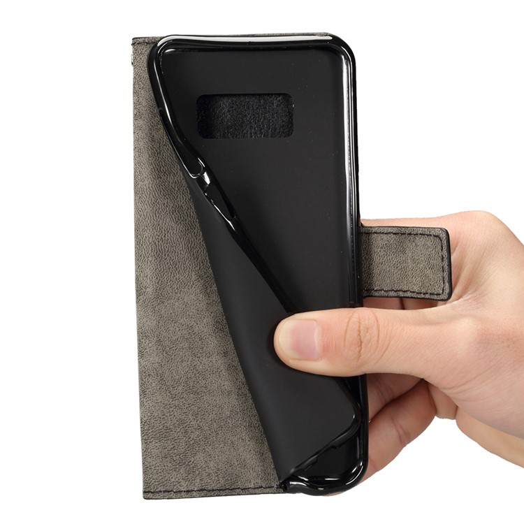 For Samsung Galaxy S8 Crazy Horse Leather Wallet Cover Casing - Black-6