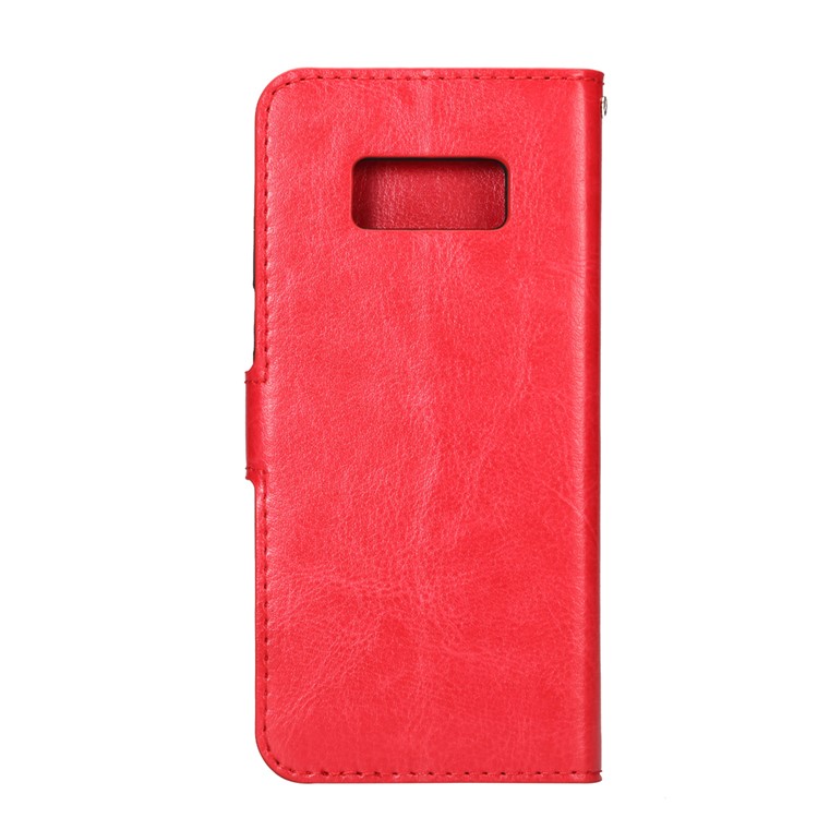 For Samsung Galaxy S8 Crazy Horse Leather Wallet Flip Case - Red-3