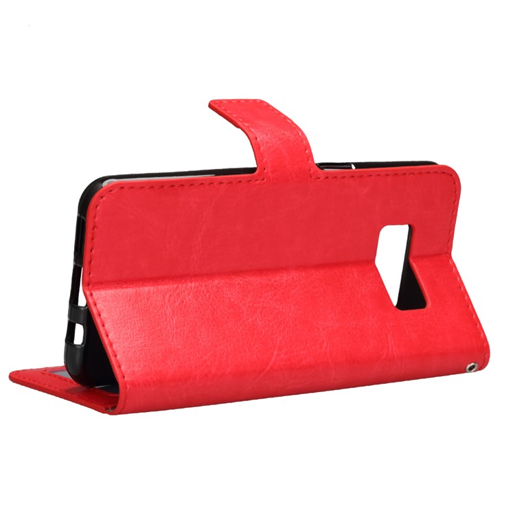 For Samsung Galaxy S8 Crazy Horse Leather Wallet Flip Case - Red-5
