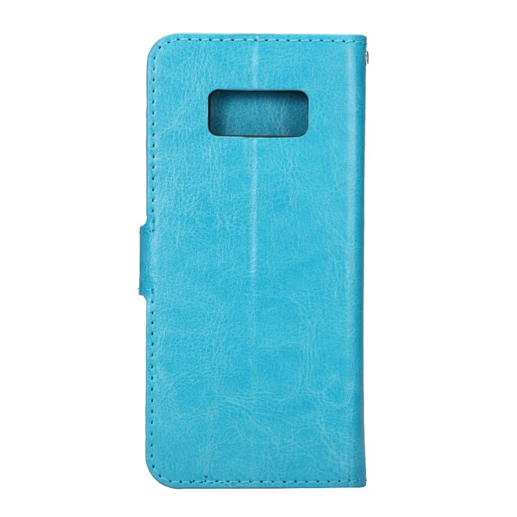 For Samsung Galaxy S8 Crazy Horse Leather Cover with Photo Slot - Blue-3