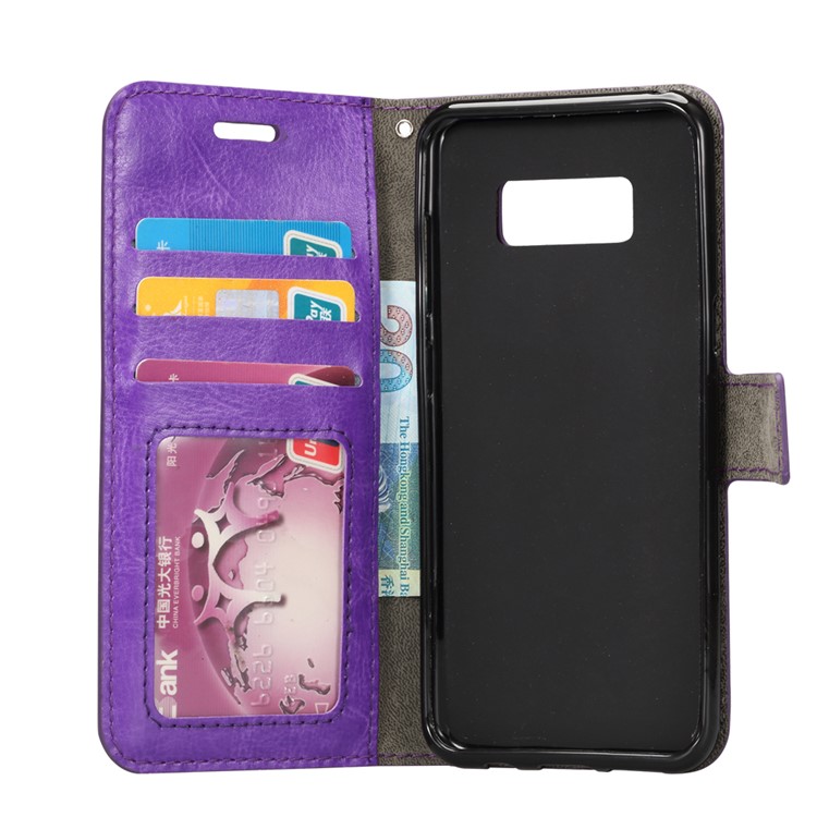 For Samsung Galaxy S8 Crazy Horse Leather Wallet Cell Phone Case - Purple-4