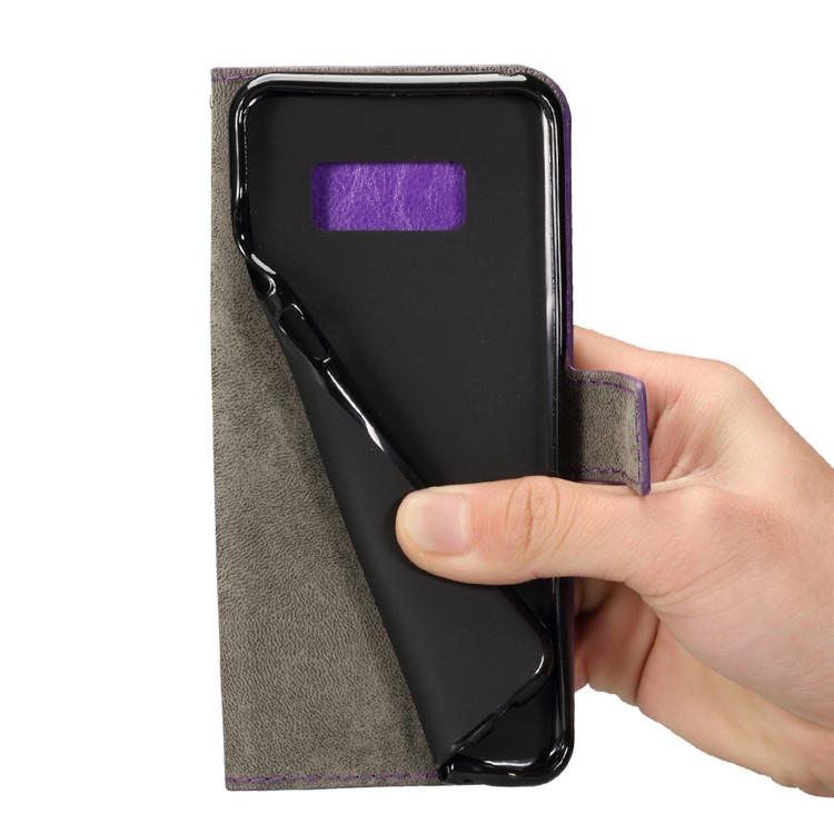 For Samsung Galaxy S8 Crazy Horse Leather Wallet Cell Phone Case - Purple-6