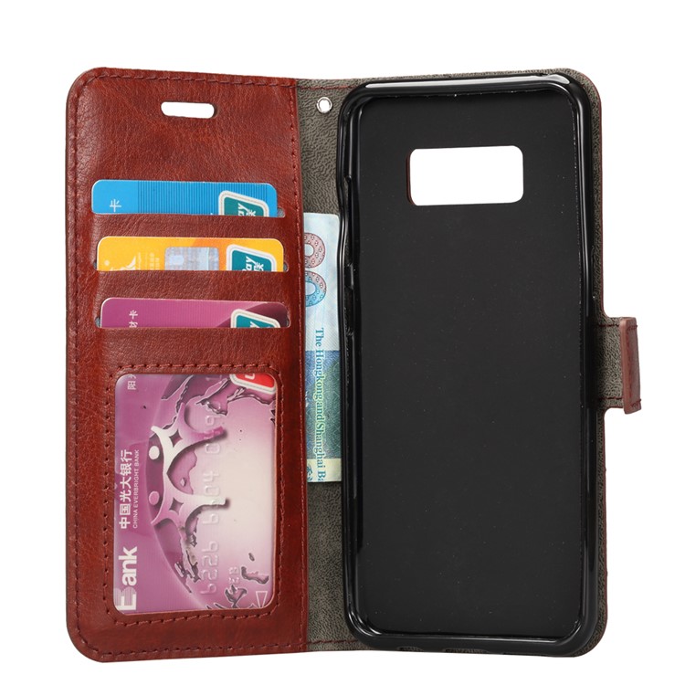 For Samsung Galaxy S8 Crazy Horse Leather Stand Mobile Phone Cover - Brown-4