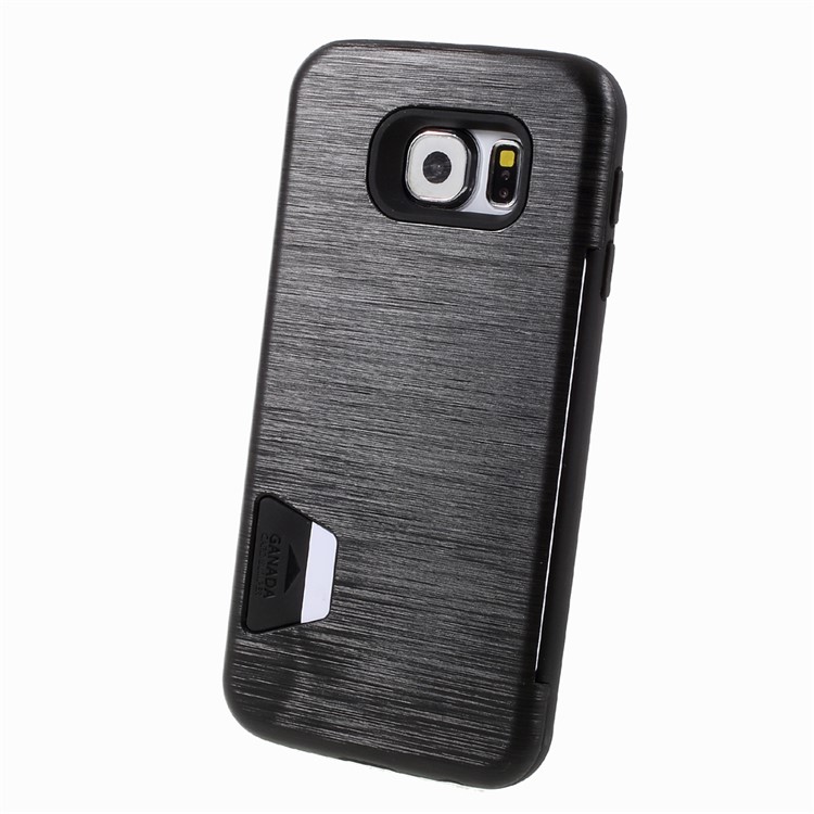 GRANADA Card Bumper Card Slot Brushed PC + TPU Back Case for Samsung Galaxy S6 G920 - Black-2