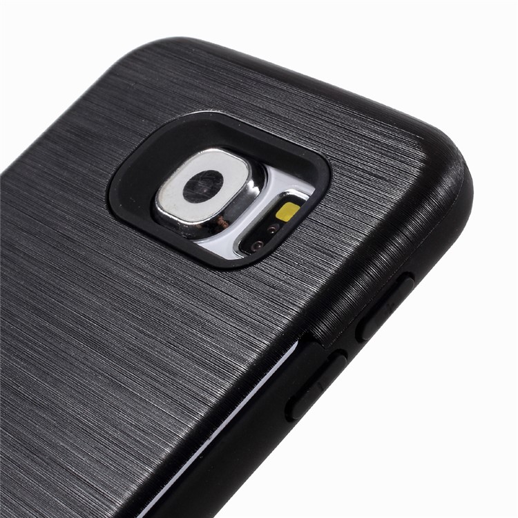 GRANADA Card Bumper Card Slot Brushed PC + TPU Back Case for Samsung Galaxy S6 G920 - Black-3