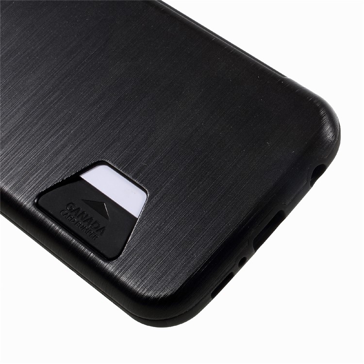 GRANADA Card Bumper Card Slot Brushed PC + TPU Back Case for Samsung Galaxy S6 G920 - Black-4