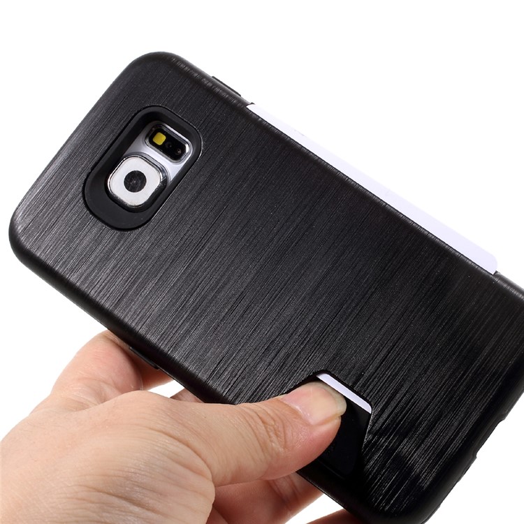GRANADA Card Bumper Card Slot Brushed PC + TPU Back Case for Samsung Galaxy S6 G920 - Black-5