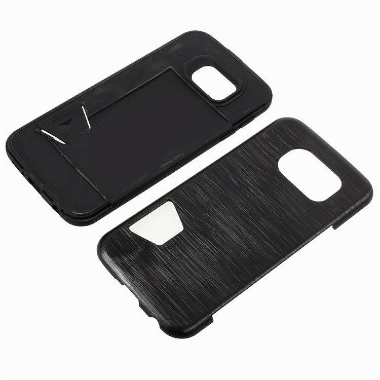 GRANADA Card Bumper Card Slot Brushed PC + TPU Back Case for Samsung Galaxy S6 G920 - Black-8