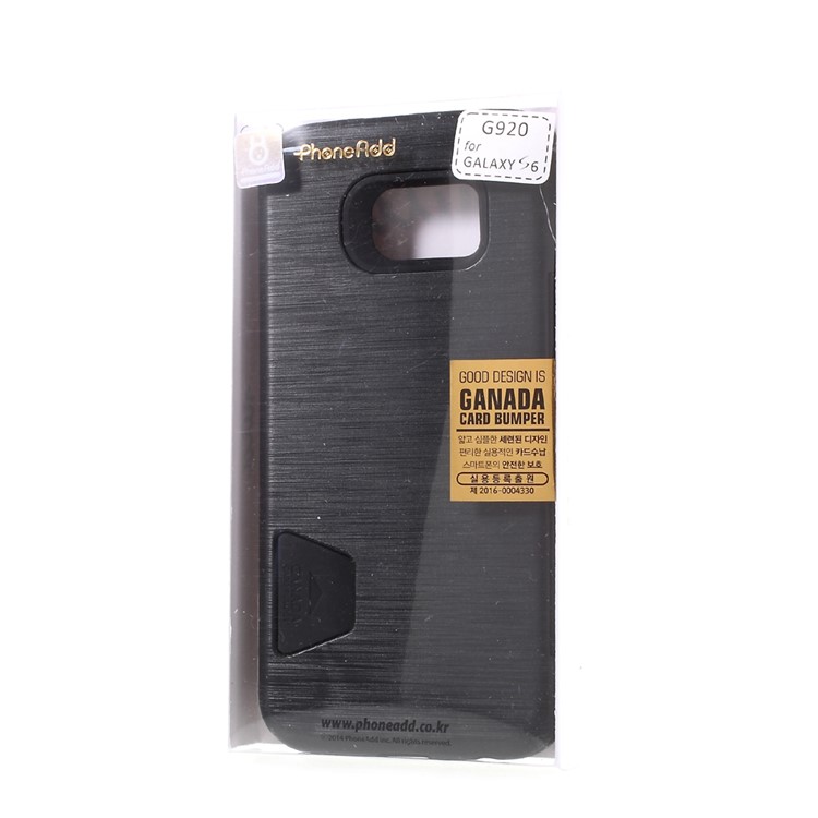 GRANADA Card Bumper Card Slot Brushed PC + TPU Back Case for Samsung Galaxy S6 G920 - Black-9