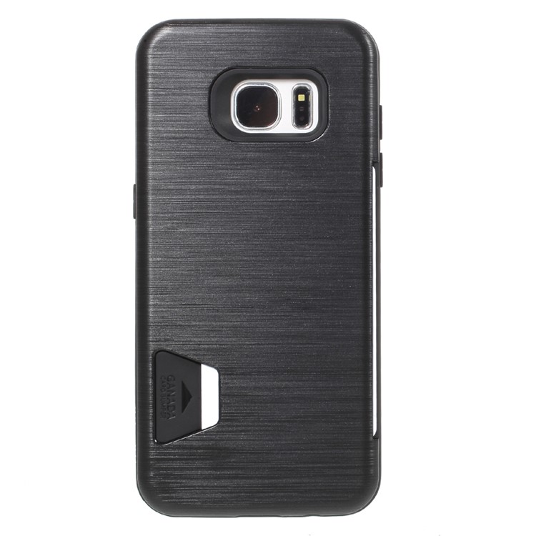 GRANADA Card Bumper Card Slot Brushed PC + TPU Back Cover for Samsung Galaxy S7 edge SM-G935 - Black-2